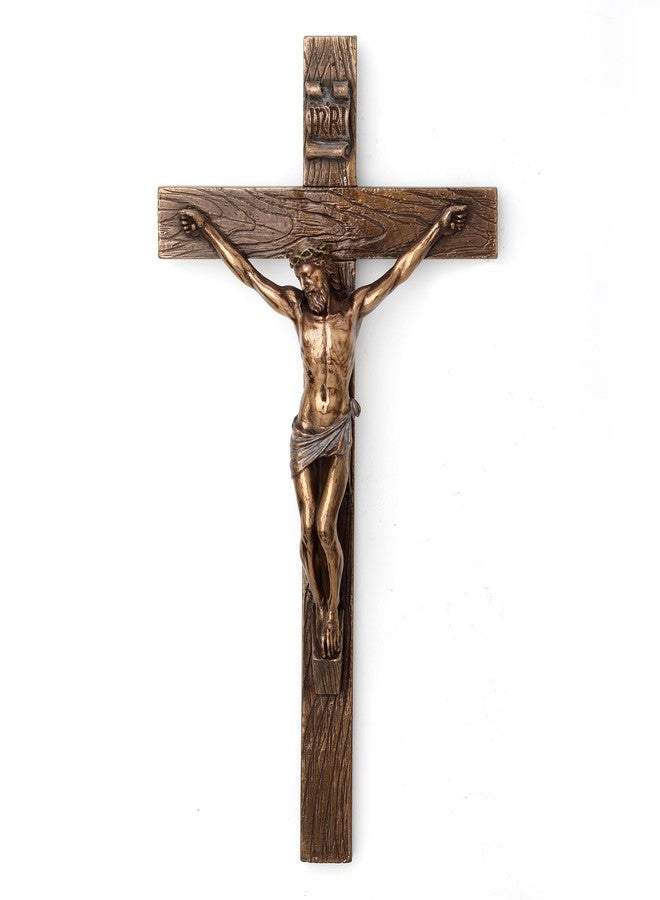 Veronese Design 10 Inch Jesus on Crucifix Cold Cast Resin Antique Bronze Finish Wall Sculpture - Image 4