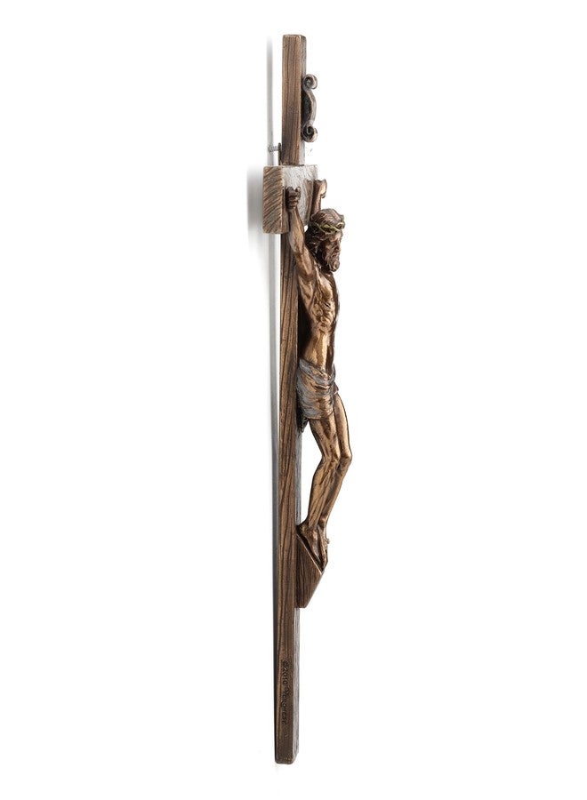 Veronese Design 10 Inch Jesus on Crucifix Cold Cast Resin Antique Bronze Finish Wall Sculpture - Image 3