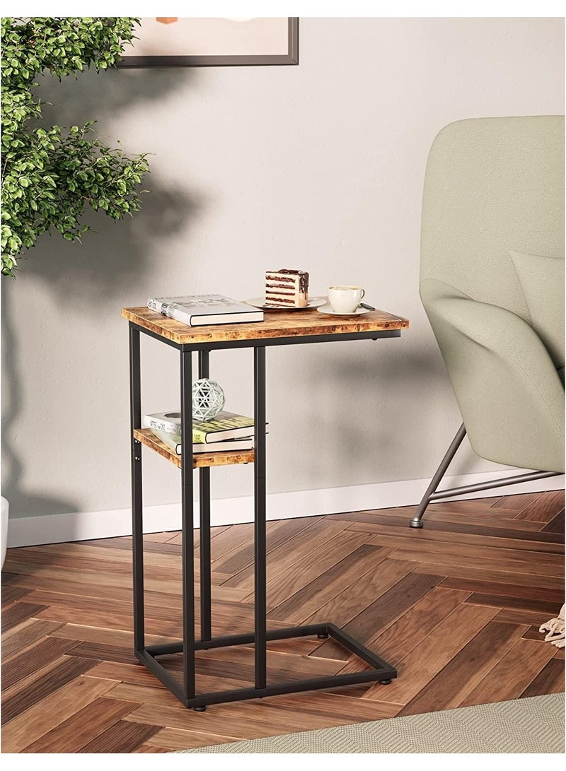 غوغويا طاولة جانبية طاولة جانبية لغرفة المعيشة طاولة على شكل حرف C لأريكة أريكة وطاولة سطح مكتب كبيرة على شكل حرف C لغرفة النوم بأرجل معدنية متينة - Image 5