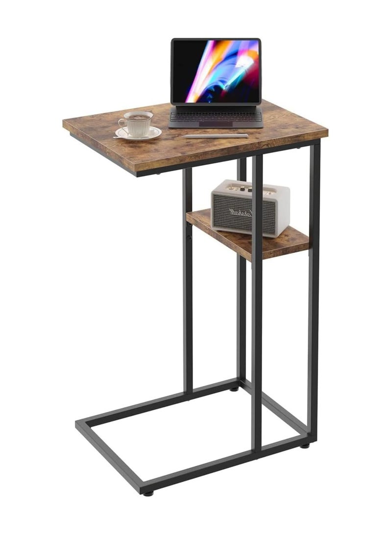 غوغويا طاولة جانبية طاولة جانبية لغرفة المعيشة طاولة على شكل حرف C لأريكة أريكة وطاولة سطح مكتب كبيرة على شكل حرف C لغرفة النوم بأرجل معدنية متينة - Image 1