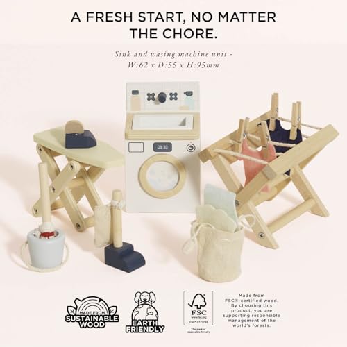 Le Toy Van - Wooden Daisylane Laundry Room Accessories Play Set for Dolls Houses | Girls or Boys Furniture Sets - Suitable for Ages 3+ - Image 4