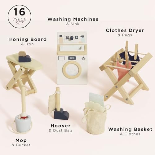 Le Toy Van - Wooden Daisylane Laundry Room Accessories Play Set for Dolls Houses | Girls or Boys Furniture Sets - Suitable for Ages 3+ - Image 2