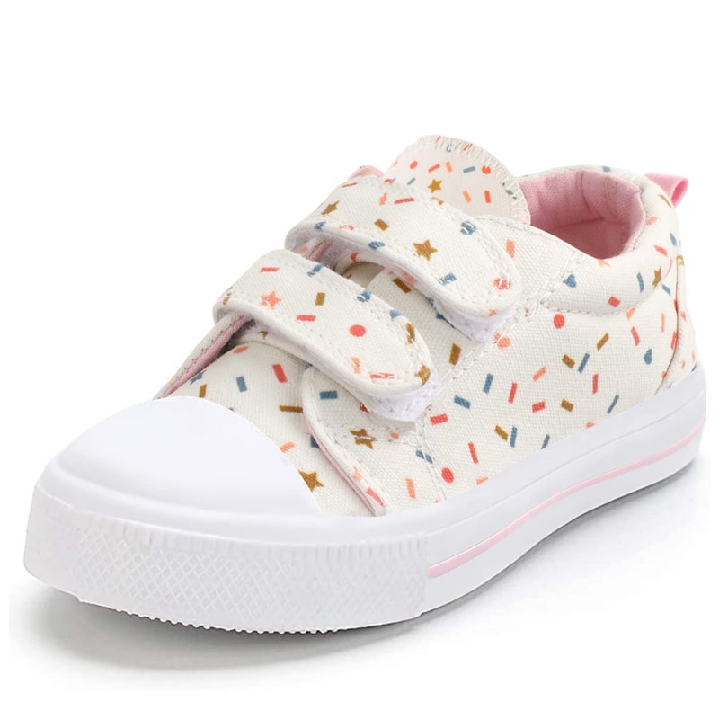 K KomForme Toddler Sneakers for Boys and Girls Dual Hook and Loops Sneakers Baby Canvas Shoes Colorful