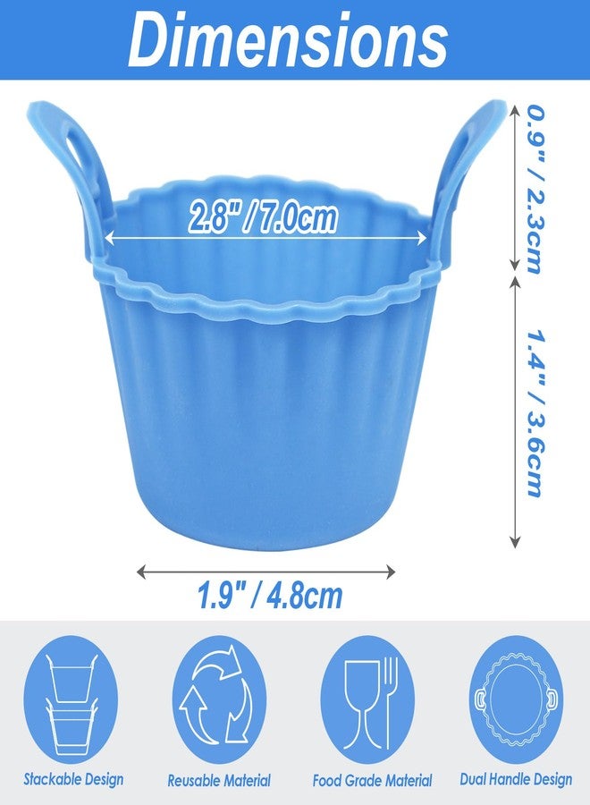 Koluti Nonstick Silicone Muffin Baking Cups Pack of 12, Reusable Cupcake Molds with Double Handle, BPA Free, Mini Round Air Fryer Cupcakes Liner, 3 Colors - Image 2