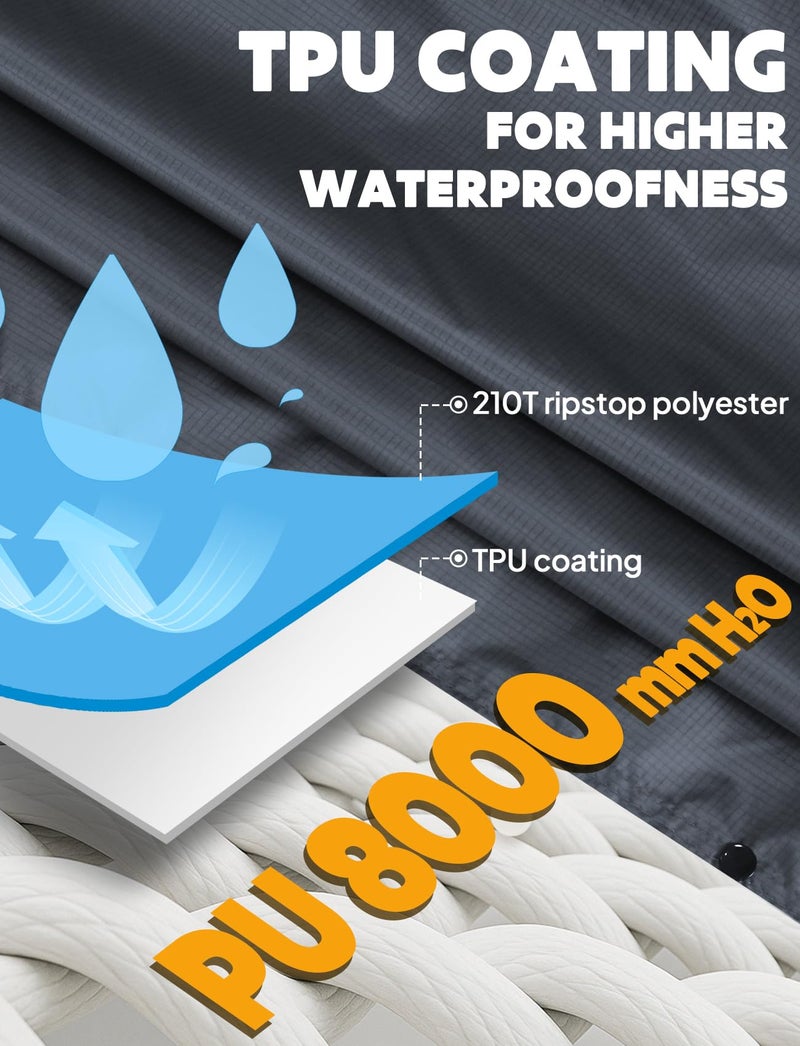 ANYOO Hooded Rain Poncho for Adults Waterproof Lightweight Rain Coats for Men Women Reusable Rain Jacket for Emergency Camping Outdoor Activities (Grey) One Size - Image 3