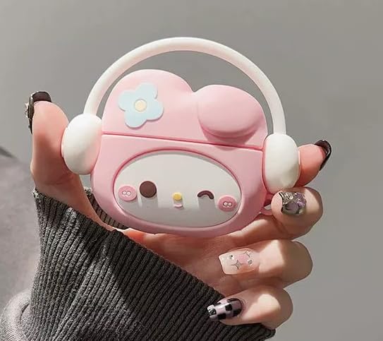 Meyaar Compatible for AirPods Pro 2nd Generation Case Cover with Keychain, Soft Silicone Skin Case Cover Full Protective (Only Silicone Cover) (Peach Kitty) - Image 5