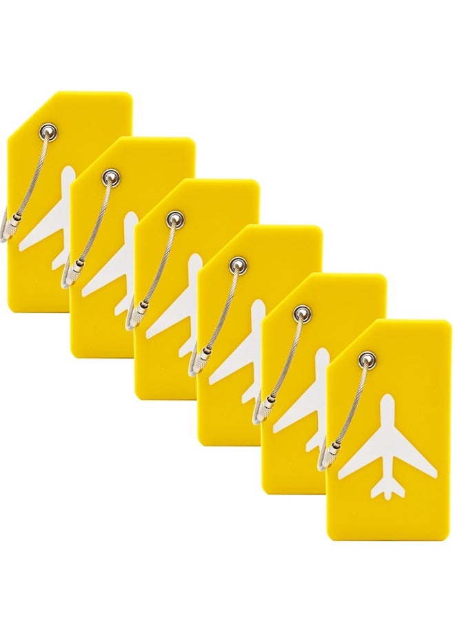 6 حزمة السيليكون علامات الأمتعة للحقائب لتحديد الأمتعة بسرعة حقيبة اليد حقائب السفر (الأصفر) - Image 1