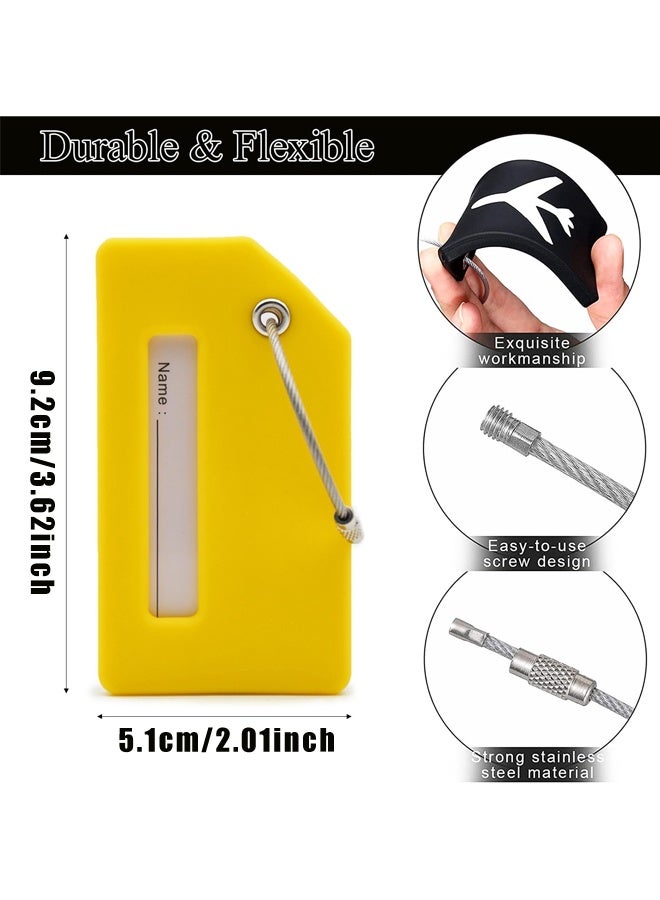 6 حزمة السيليكون علامات الأمتعة للحقائب لتحديد الأمتعة بسرعة حقيبة اليد حقائب السفر (الأصفر) - Image 2