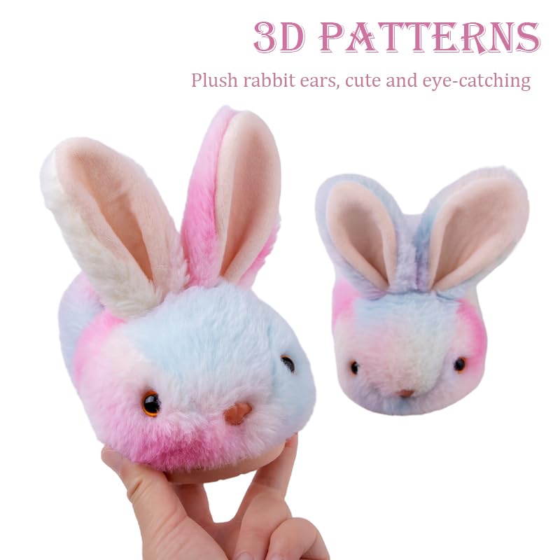 Fadezar Toddler Rabbit Winter Slippers Soft Plush Indoor Bunny Slippers for Girls Boys Blue Purple 56 toddler CN 140 - Image 3