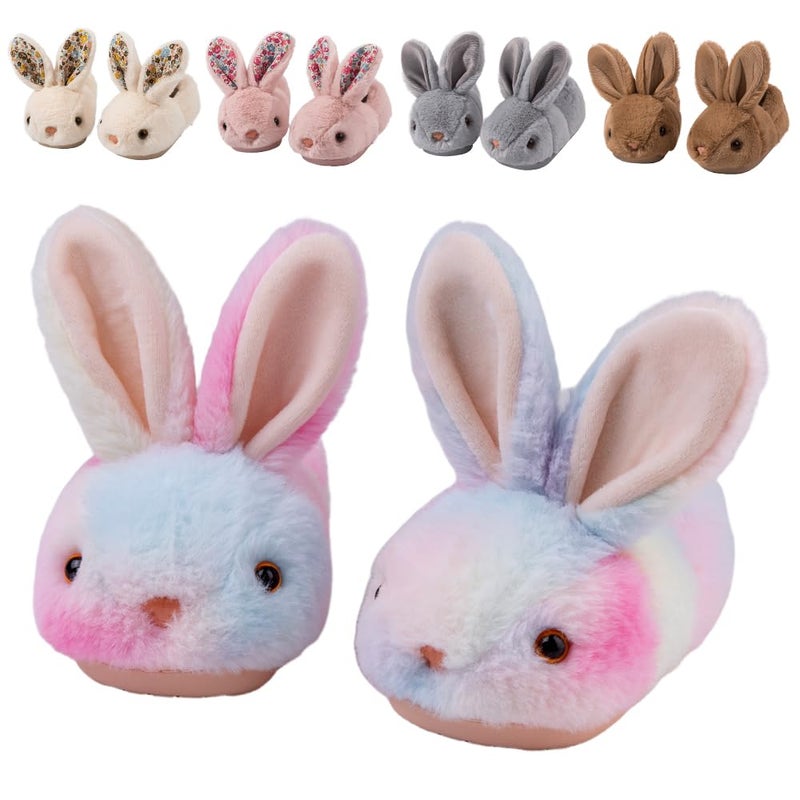 Fadezar Toddler Rabbit Winter Slippers Soft Plush Indoor Bunny Slippers for Girls Boys Blue Purple 56 toddler CN 140 - Image 2