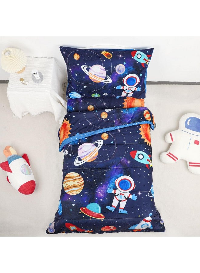 SWESEN Toddler Bedding Set for Boys, Blue Space Toddler Boy Bedding Set, Soft & Lightweight 4 Piece Toddler Comforter Sets Include Comforter, Flat Sheet, Fitted Sheet, Pillowcase - Image 1