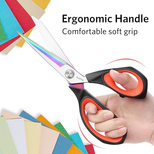 Asdirne Fabric Scissors, Dressmaking Scissors with Heavy Duty Multi-Purpose Titanium Coated Blades and Comfortable Soft Grip Handles, 25CM, Black/Red - Image 5