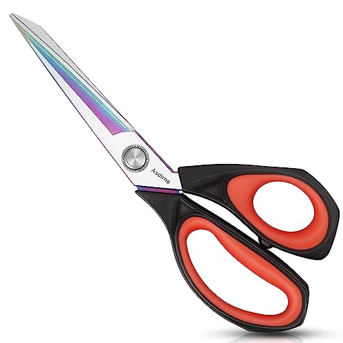Asdirne Fabric Scissors, Dressmaking Scissors with Heavy Duty Multi-Purpose Titanium Coated Blades and Comfortable Soft Grip Handles, 25CM, Black/Red - Image 1