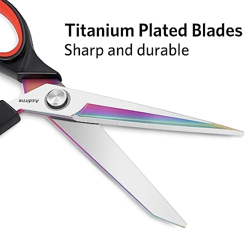 Asdirne Fabric Scissors, Dressmaking Scissors with Heavy Duty Multi-Purpose Titanium Coated Blades and Comfortable Soft Grip Handles, 25CM, Black/Red - Image 3