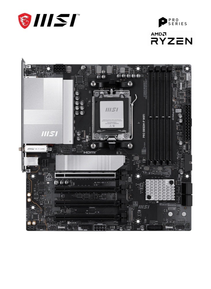 MSI PRO B850M-P WIFI | Motherboard, ATX - Supports AMD Ryzen 9000/8000 / 7000 Processors, AM5 - DDR5 Memory Boost, PCIe 5.0 x16 & 4.0 x16, M.2 Gen5 | 911-7E71-001 - Image 2