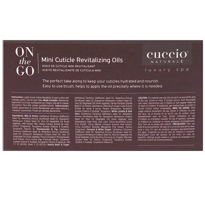 Cuccio Naturale Mini Cuticle Revitalizing Oils - Hydrating Repair for Dry Skin & Nails - Paraben & Cruelty-Free, Spa Fragrances - 4 pc - Image 3