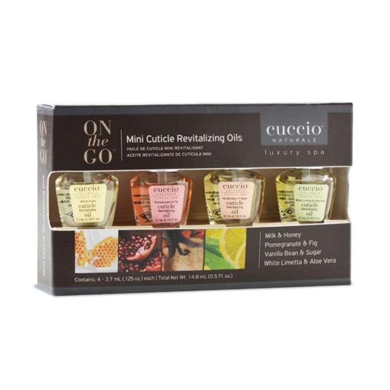 Cuccio Naturale Mini Cuticle Revitalizing Oils - Hydrating Repair for Dry Skin & Nails - Paraben & Cruelty-Free, Spa Fragrances - 4 pc - Image 1