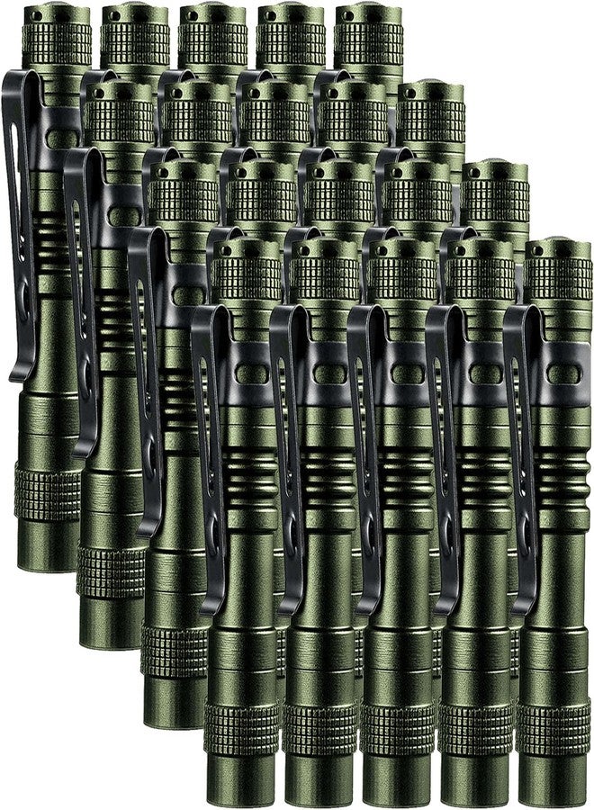 Beieverluck 20 Pack Pen Light Flashlight Mini Small Flashlight with Clip Waterproof LED Pocket Pen Flashlights for Camping, Inspection, Work, and Emergency(Small,Green) - Image 1