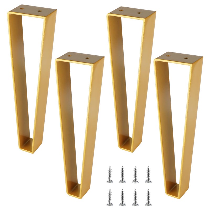 Osring 14 Inch Trapezoid Furniture Legs 4pcs Solid Steel Furniture Hairpin Leg for Side Table TV Stand and Cabinet Gold - Image 1