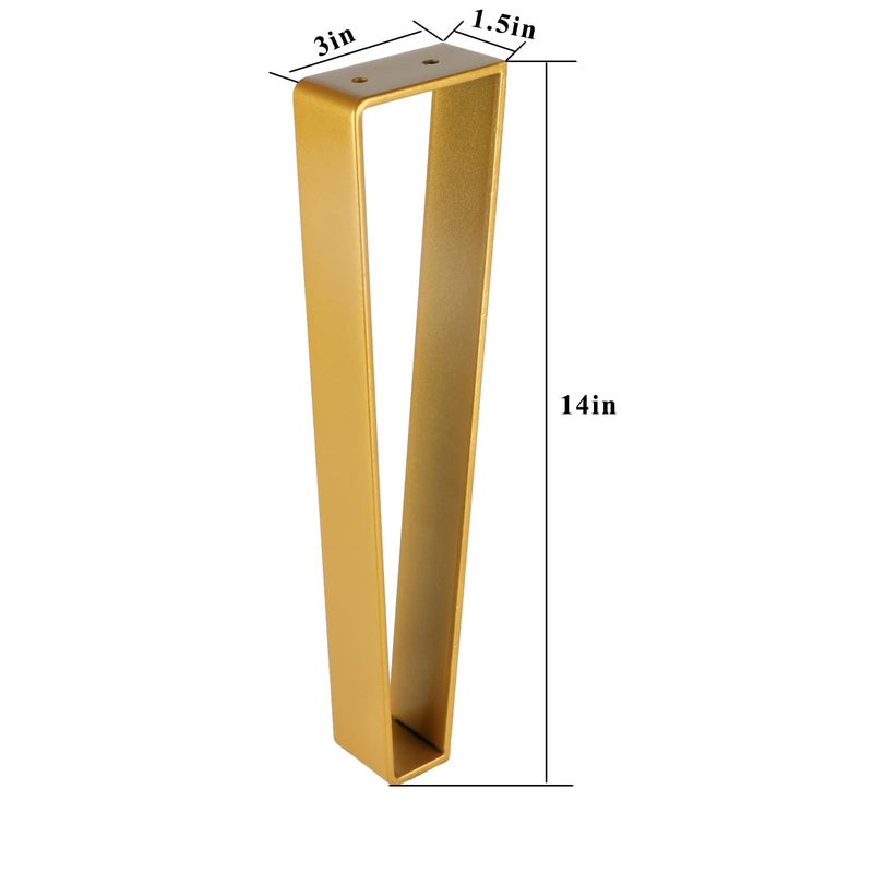 Osring 14 Inch Trapezoid Furniture Legs 4pcs Solid Steel Furniture Hairpin Leg for Side Table TV Stand and Cabinet Gold - Image 2