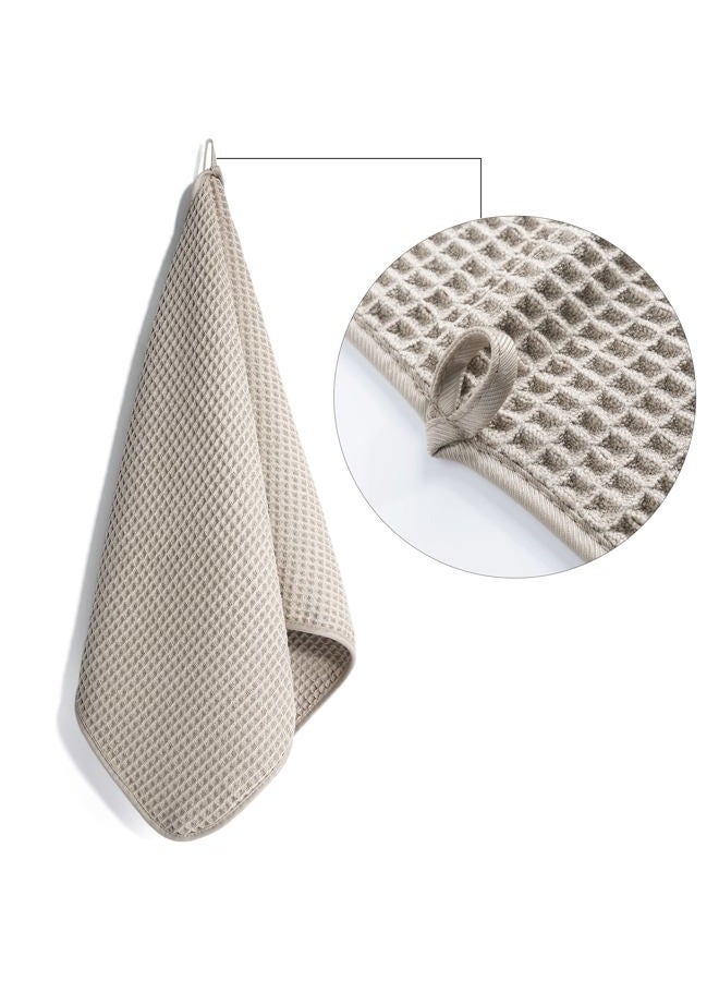 Polyte Microfiber Lint Free Hand Towel, 16 x 30 in, 4 Pack (Beige, Waffle Weave) - Image 3