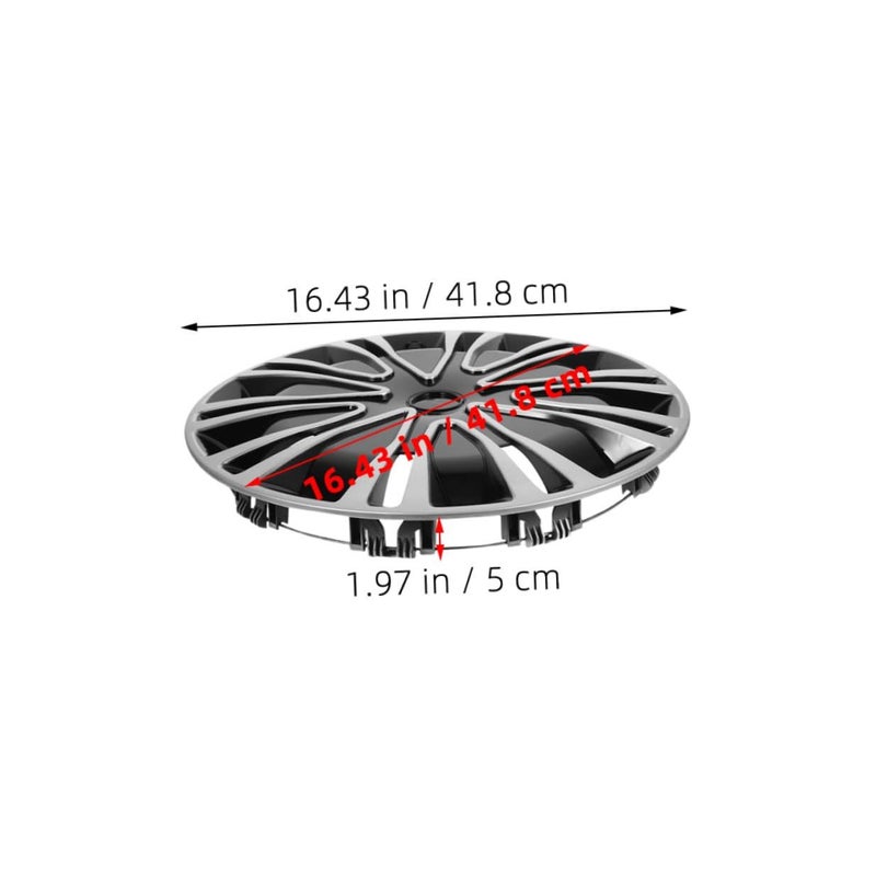 2Pcs Silver Black Hub Caps Easy Install Wheel Rim Protectors - Image 3