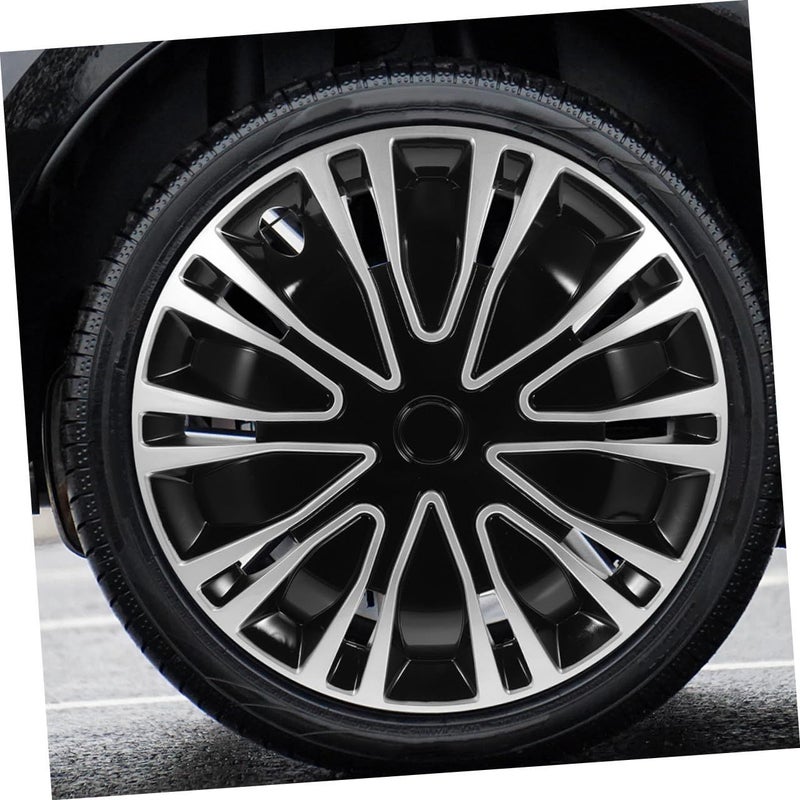 2Pcs Silver Black Hub Caps Easy Install Wheel Rim Protectors - Image 4