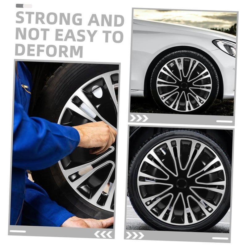 2Pcs Silver Black Hub Caps Easy Install Wheel Rim Protectors - Image 5