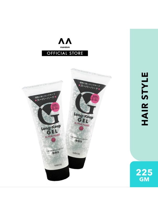 MANDOM Long-Keep Gel Super Hard 225g (mens hair gel, hair gel hair styling, hair styling men) - Image 2