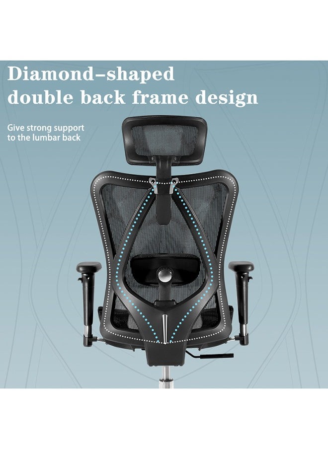 SIHOO - Sihoo M57 Ergonomic Office Chair with 3 Way Armrests, Lumbar Support, Adjustable Headrest, High Back Tilt Function, Black - Image 1