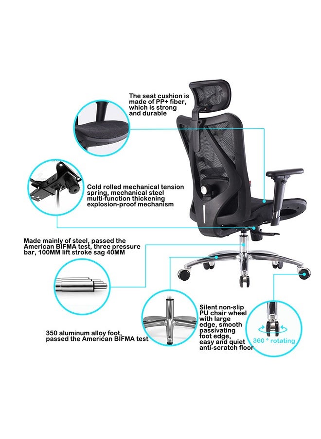 SIHOO - Sihoo M57 Ergonomic Office Chair with 3 Way Armrests, Lumbar Support, Adjustable Headrest, High Back Tilt Function, Black - Image 1