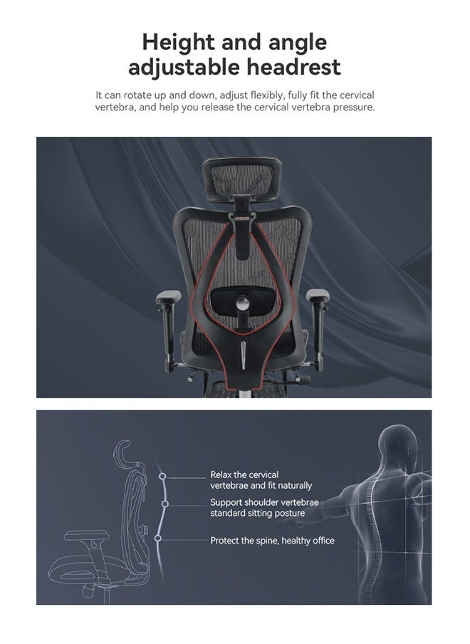 SIHOO - Sihoo M57 Ergonomic Office Chair with 3 Way Armrests, Lumbar Support, Adjustable Headrest, High Back Tilt Function, Black - Image 1