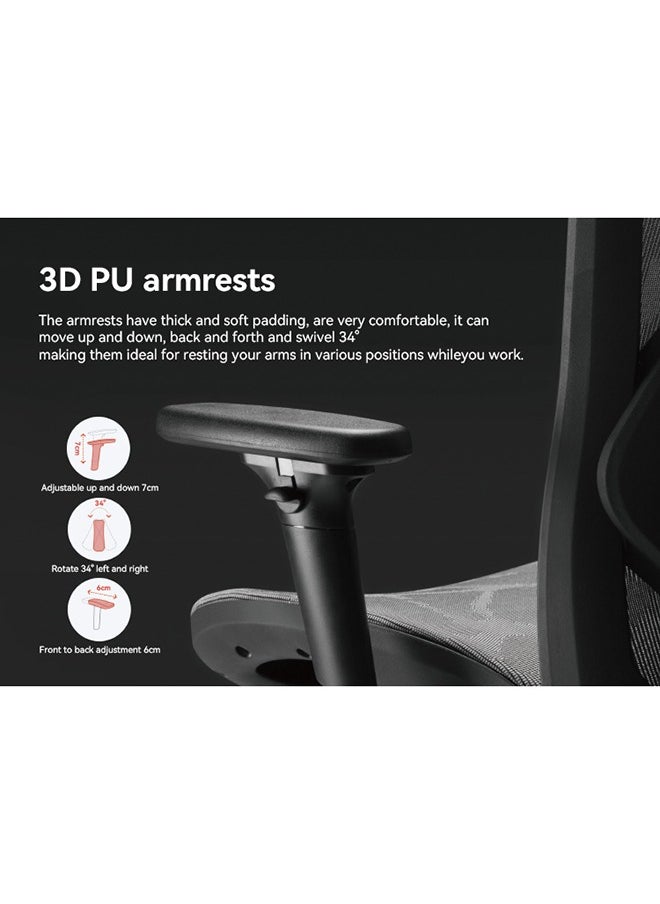 SIHOO - Sihoo M57 Ergonomic Office Chair with 3 Way Armrests, Lumbar Support, Adjustable Headrest, High Back Tilt Function, Black - Image 1