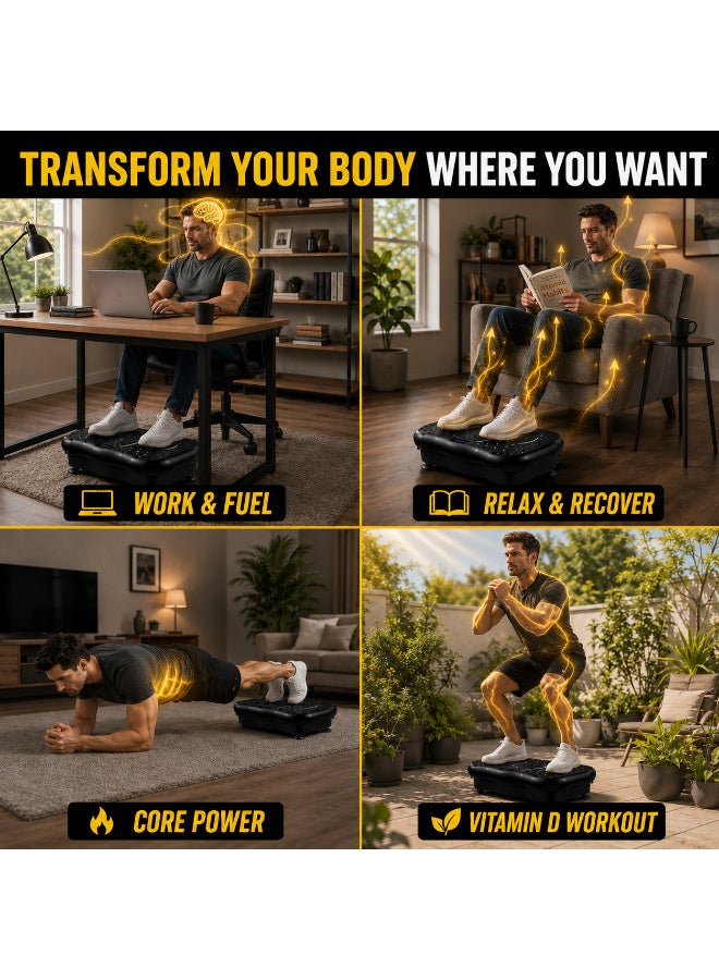 RIGID FITNESS Vibration Platform Exercise Machine with Remote Control - 2 Resistance Bands, P1-P5 Modes & 1-99 Speed Levels - Touchscreen, Bluetooth Speaker & USB Port - Support up to 150kg/330lbs - Image 3
