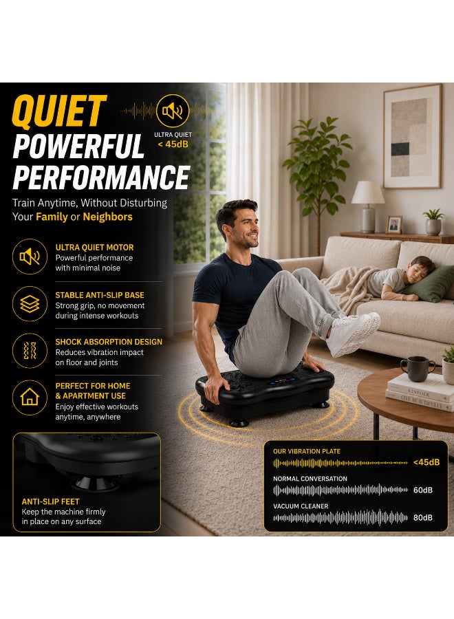 RIGID FITNESS Vibration Platform Exercise Machine with Remote Control - 2 Resistance Bands, P1-P5 Modes & 1-99 Speed Levels - Touchscreen, Bluetooth Speaker & USB Port - Support up to 150kg/330lbs - Image 5