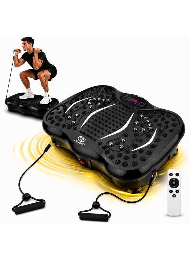 RIGID FITNESS Vibration Platform Exercise Machine with Remote Control - 2 Resistance Bands, P1-P5 Modes & 1-99 Speed Levels - Touchscreen, Bluetooth Speaker & USB Port - Support up to 150kg/330lbs - Image 1