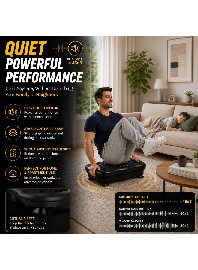 RIGID FITNESS Vibration Platform Exercise Machine with Remote Control - 2 Resistance Bands, P1-P5 Modes & 1-99 Speed Levels - Touchscreen, Bluetooth Speaker & USB Port - Support up to 150kg/330lbs - Image 5