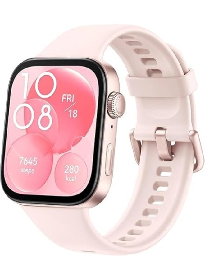 سوار سيليكون رياضي خفيف الوزن متوافق مع ساعة هواوي فيت 3 تصميم انيق ومريح _ وردي - Image 1