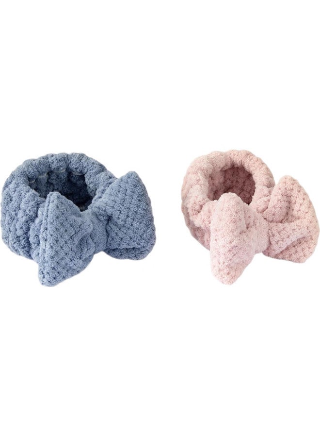 Sanli Towel Hair Tie 2 Pieces, Women'S Face Washing Headband, Cute Hair Bun, For Washing And Going Out, Bow Hair Wrap - Image 2