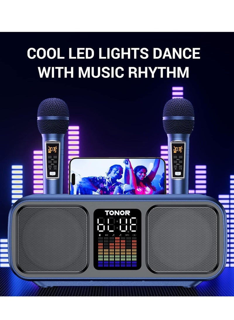 سمارت بيري Karaoke Machine for Adults  Kids, Rechargeabl Portable Speaker with 2 UHF Wireless Microphones,Supports AUX/USB/Type C/TF Card/Bluetooth,PA System for Home, Party, OutdoorsIndoors Activities - Image 2