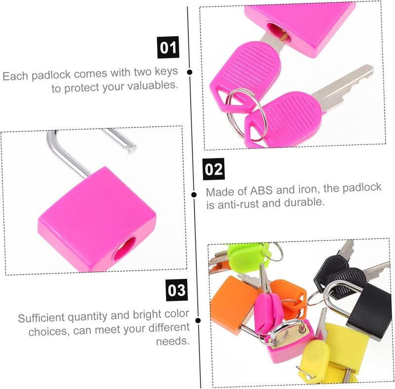 ARTIBETTER 18 Pcs Padlock with Key Travel Lock for Suitcases Diaries Lightweight Set of 3 - Image 3
