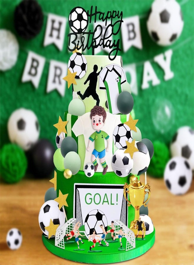Knana 40Pcs Soccer Cake Toppers Soccer Ball Player Cake Decorations with Happy Birthday Cake Topper for Sports Theme Party Supplies - Image 3
