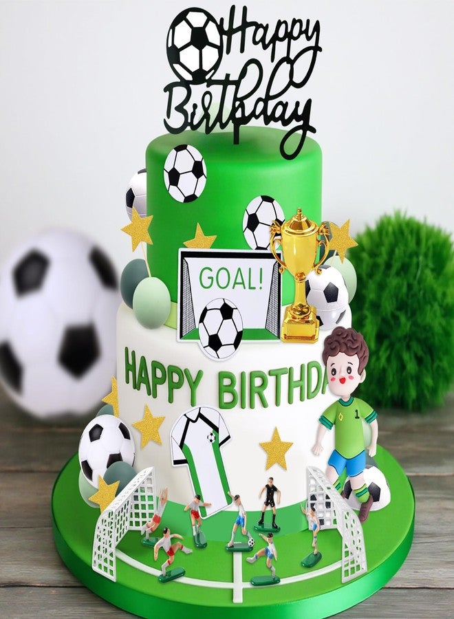 Knana 40Pcs Soccer Cake Toppers Soccer Ball Player Cake Decorations with Happy Birthday Cake Topper for Sports Theme Party Supplies - Image 5