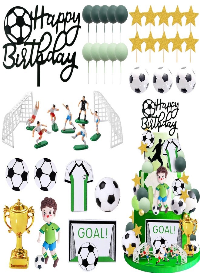 Knana 40Pcs Soccer Cake Toppers Soccer Ball Player Cake Decorations with Happy Birthday Cake Topper for Sports Theme Party Supplies - Image 2