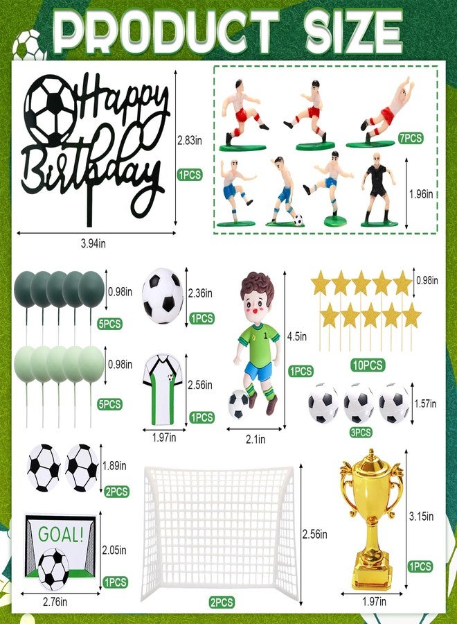 Knana 40Pcs Soccer Cake Toppers Soccer Ball Player Cake Decorations with Happy Birthday Cake Topper for Sports Theme Party Supplies - Image 4