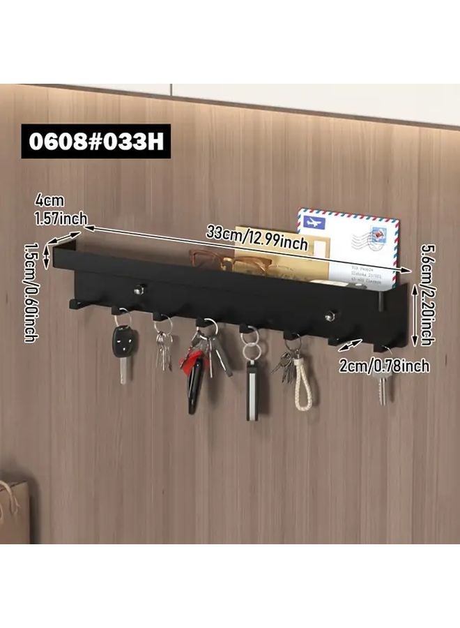 حامل مفاتيح أسود مثبت على الحائط مع رف و 6 أو 8 أو 10 خطافات لديكور المدخل - Image 1