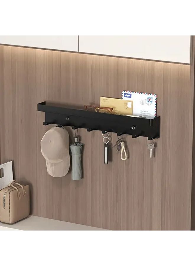 حامل مفاتيح أسود مثبت على الحائط مع رف و 6 أو 8 أو 10 خطافات لديكور المدخل - Image 3