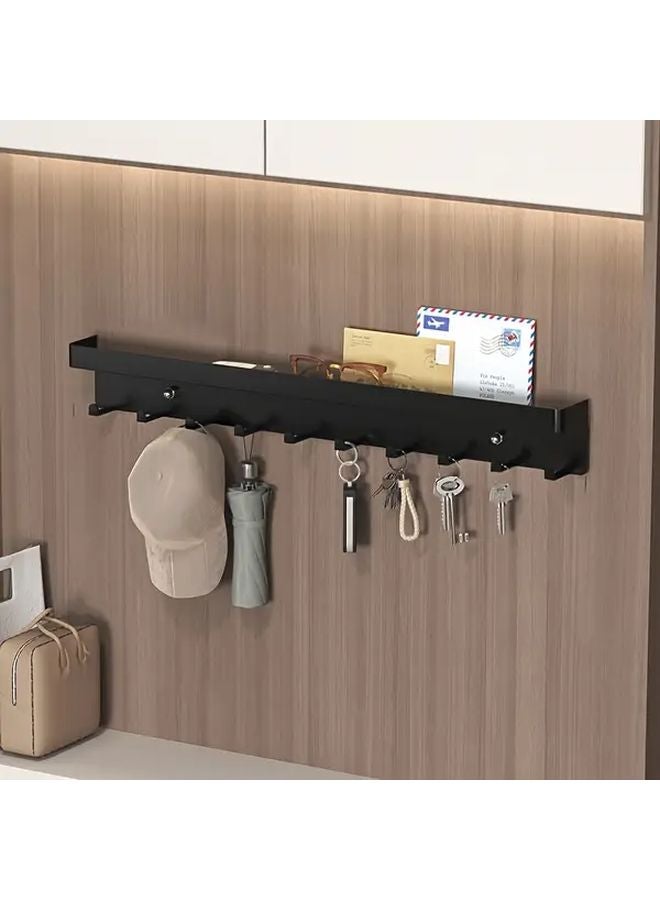 حامل مفاتيح أسود مثبت على الحائط مع رف و 6 أو 8 أو 10 خطافات لديكور المدخل - Image 2