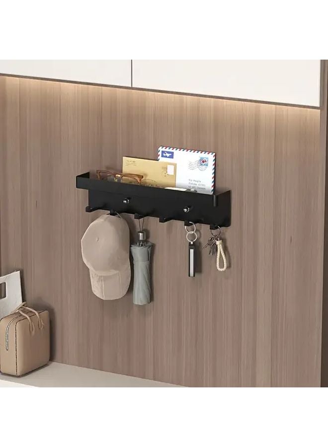 حامل مفاتيح أسود مثبت على الحائط مع رف و 6 أو 8 أو 10 خطافات لديكور المدخل - Image 5