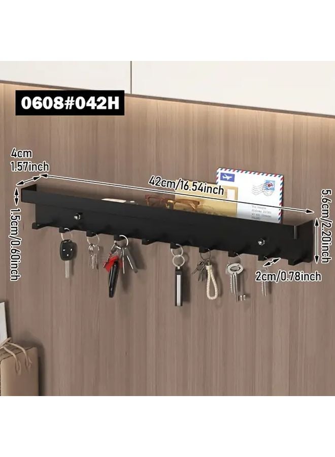 حامل مفاتيح أسود مثبت على الحائط مع رف و 6 أو 8 أو 10 خطافات لديكور المدخل - Image 4